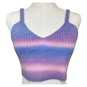 Lovers + Friends Kaylani Knit Crop Top Lavender Pink Ribbed S